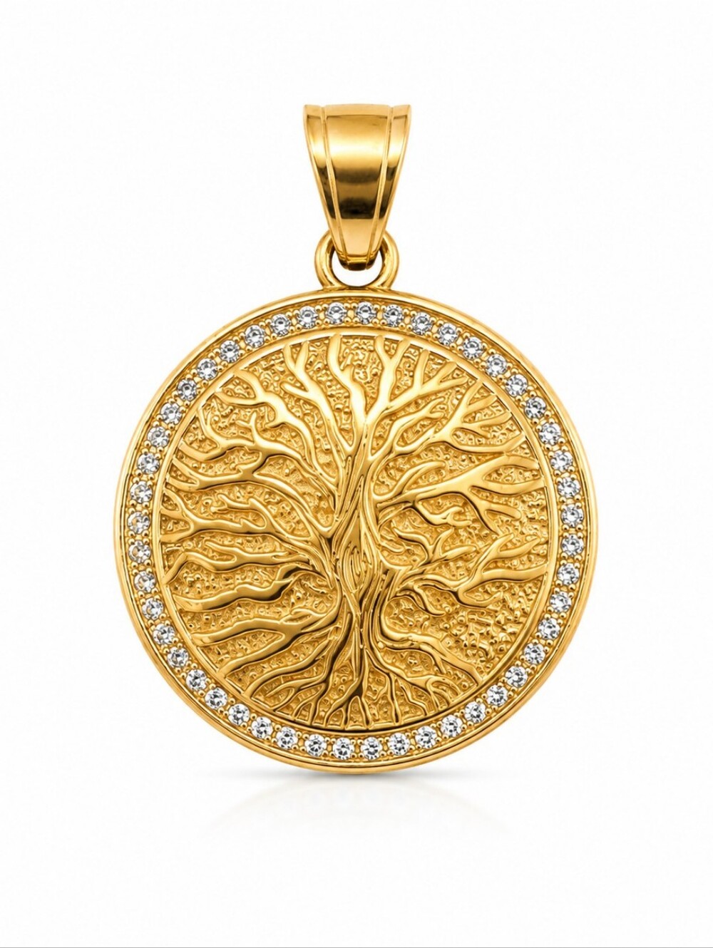 Gold Tone Tree of Life Rhinestone Pendant